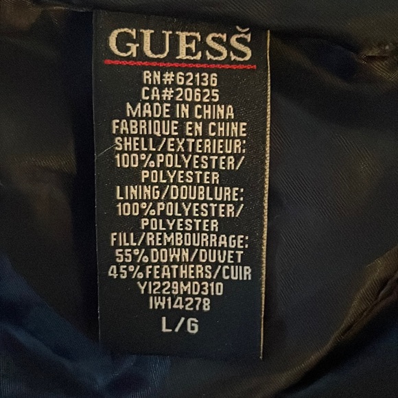 Guess Black Winter Puffer Jacket Size L - Picture 7 of 8